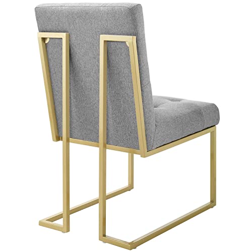 Modway Privy Upholstered Gold Stainless Steel Dining Chair in Gold Light Gray