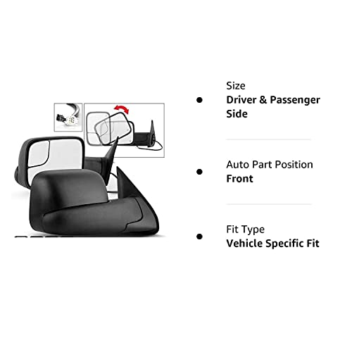 ACANII - For 2005-2015 Toyota Tacoma Pickup Truck Telescoping Flip Up Power Heat Towing Side Mirrors Pair Set Left+Right