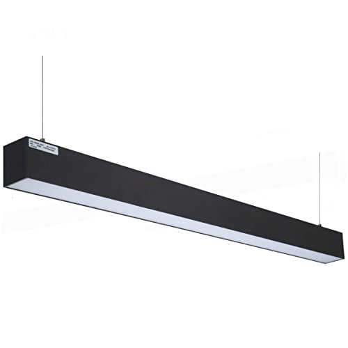 4FT Dimmable LED Linear Light Fixture with Plug,45W LED Office Light 0-10V Dimmable,LED Hanging Lights 4800 Lumens 5000K Daywhite,1.2m Mount Ceiling Light Fixtures for Workshop Market ETL 100-277V