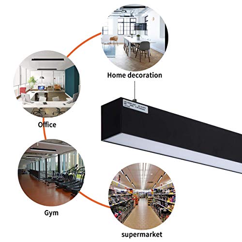 4FT Dimmable LED Linear Light Fixture with Plug,45W LED Office Light 0-10V Dimmable,LED Hanging Lights 4800 Lumens 5000K Daywhite,1.2m Mount Ceiling Light Fixtures for Workshop Market ETL 100-277V