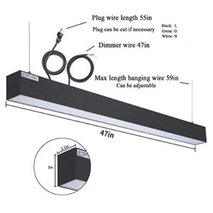 4FT Dimmable LED Linear Light Fixture with Plug,45W LED Office Light 0-10V Dimmable,LED Hanging Lights 4800 Lumens 5000K Daywhite,1.2m Mount Ceiling Light Fixtures for Workshop Market ETL 100-277V