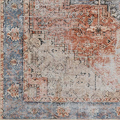 Artistic Weavers Suri Vintage Washable Area Rug 7'10" x 10'2", Rust/Blue