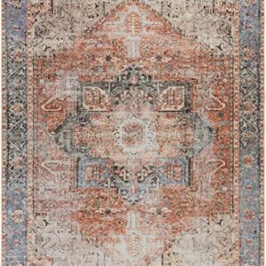 Artistic Weavers Suri Vintage Washable Area Rug 7'10" x 10'2", Rust/Blue