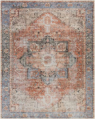 Artistic Weavers Suri Vintage Washable Area Rug 7'10" x 10'2", Rust/Blue