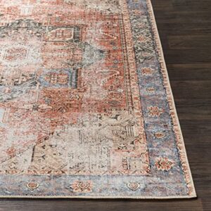 Artistic Weavers Suri Vintage Washable Area Rug 7'10" x 10'2", Rust/Blue