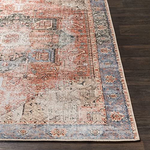 Artistic Weavers Suri Vintage Washable Area Rug 7'10" x 10'2", Rust/Blue