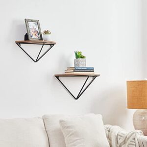 glitzhome 2 Set Half Round Floating Shelves, Wall Mounted Rustic Wood Wall Storage Shelves Organizer Decor for Indoor