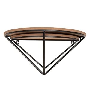 glitzhome 2 Set Half Round Floating Shelves, Wall Mounted Rustic Wood Wall Storage Shelves Organizer Decor for Indoor