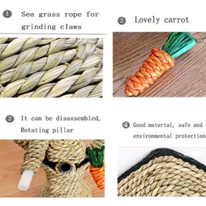 Hamiledyi Pet Bunny Fun Tree Rabbit Chew Toy Rattan Grass Scratcher Climbing Tree Play Carrot Toy for Small Animal