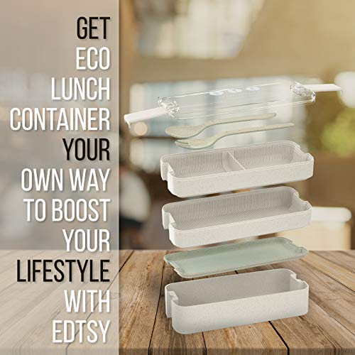 ZFBB Bento box for kids and adults with Dividers 1100 ml - Leakproof lunchbox with utensils - Lunch Solution Offers Durable, Leak-Proof, On-the-Go Meal and Snack Packing (Beige)