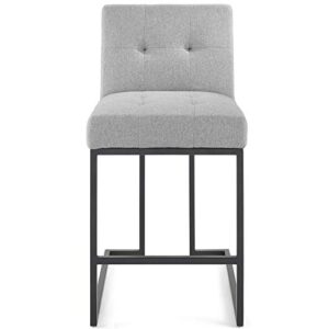 Modway Privy Black Stainless Steel Upholstered Fabric Counter Stool, Light Gray