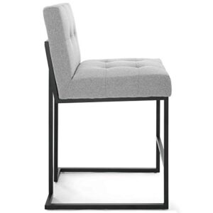 Modway Privy Black Stainless Steel Upholstered Fabric Counter Stool, Light Gray