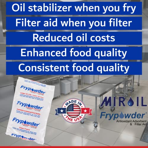 MirOil P36B 72 x size B Portion Packs (240ml Each) Fry Powder Oil Stabilizer and Filter Aid, Fryer Oil Saver, Item 40424, Food centers cook hotter, Save Oil, Remove Carbon deposits