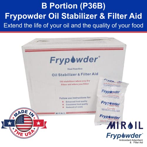 MirOil P36B 72 x size B Portion Packs (240ml Each) Fry Powder Oil Stabilizer and Filter Aid, Fryer Oil Saver, Item 40424, Food centers cook hotter, Save Oil, Remove Carbon deposits