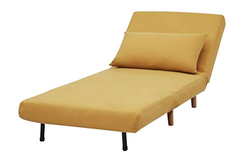 GIA Tri-Fold Convertible Polyester Sofa Bed Chair with Removable Pillow and Legs, Yellow 1 pack