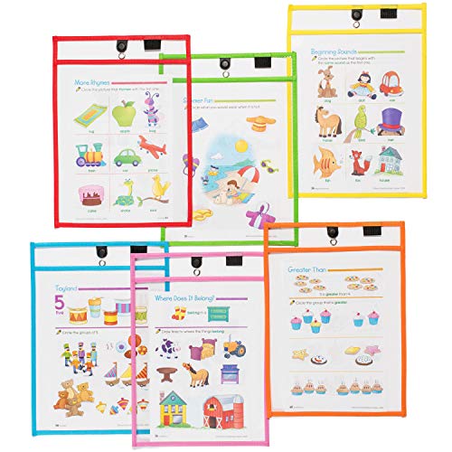 Magnetic Dry Erase Pockets by Two Point (6-Pack) - Plastic Sleeves | Teaching Supplies | Dry Erase Sheets | Dry Erase Sleeves | School Supplies for Teachers | Job Ticket Holders | Office Products