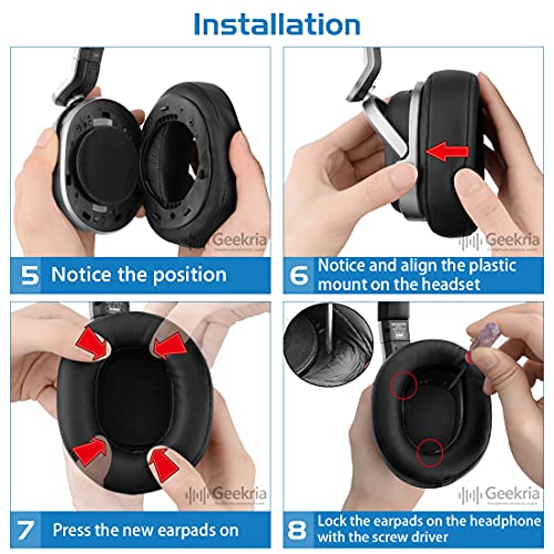 Geekria Earpad + Headband Compatible with Sony MDR-HW700, MDR-HW700DS Headphone Replacement Ear Pad + Headband Cover/Ear Cushion + Headband Protector Repair Parts Suit (Black)