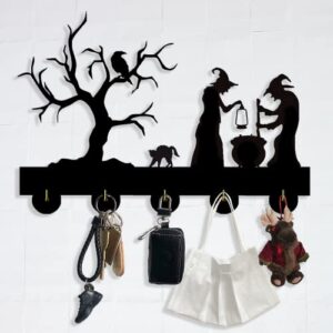 ysdesign halloween witch wall decor hooks-wooden coats bags keys for bedroom kitchen living room-unique key hooks key holder gift for friends