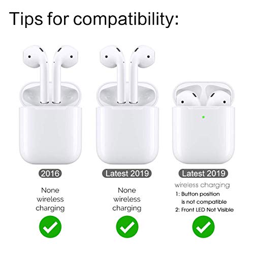 [ Compatible with AirPods 2 and 1 ] Shockproof Soft TPU Gel Case Cover with Keychain Carabiner for Apple AirPods (Horse Shoe Icon)