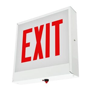 lfi lights | chicago approved red exit sign (no arrow) | steel housing | all led | hardwired with battery backup | ul listed | chex-na