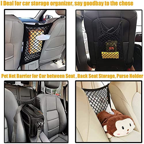 DYKESON Dog Car Net Barrier Pet Barrier with Auto Safety Mesh Organizer Baby Stretchable Storage Bag Universal for Cars, SUVs -Easy Install, Car Divider for Driving Safely with Children & Pets