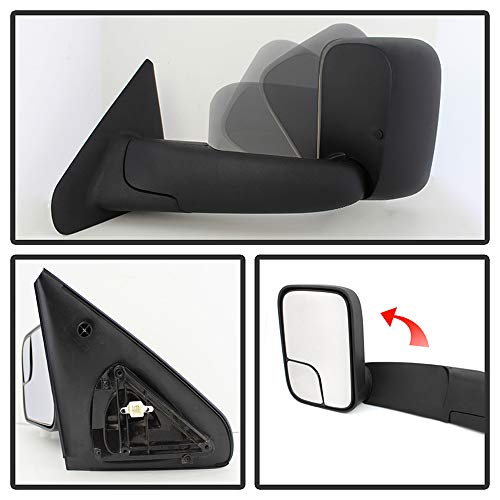 Acanii - Telescoping Towing Extend Flip Up Power Heat Mirrors Passenger+Driver For 2002-2008 RAM 1500/03-09 2500 3500