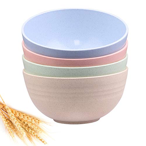 DUOLUV Unbreakable Cereal Bowls - Wheat Straw Fiber Lightweight Bowl Sets 4 - Dishwasher & Microwave Safe - for,Rice,Soup Bowls (24 OZ)