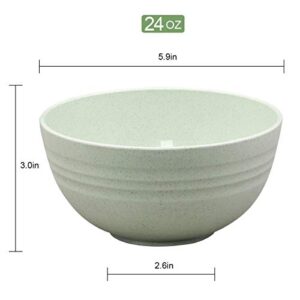 DUOLUV Unbreakable Cereal Bowls - Wheat Straw Fiber Lightweight Bowl Sets 4 - Dishwasher & Microwave Safe - for,Rice,Soup Bowls (24 OZ)