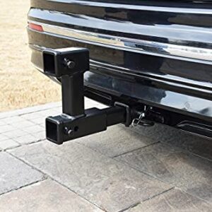 TOPTOW 64131 Dual Hitch Extension, 2 inch Towing Receivers, Extends Adjustable Length, 4,000lbs