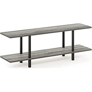 furinno turn-n-tube 2-tier multipurpose wide shelf, french oak grey/black