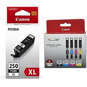 canon 6432b001 pgi-250 xl black ink cartridge cli-251 bk/cmy 4pk (4-color pack), black,cyan, magenta, yellow