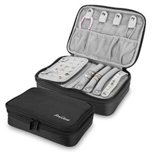 procase travel jewelry case organizer bag, ideal gift for women girls christmas valentine's day, soft padded jewelry carrying pouch portable storage box holder for earrings rings necklaces bracelets chains