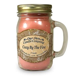 our own candle company cozy by the fire scented 13 ounce mason jar candle