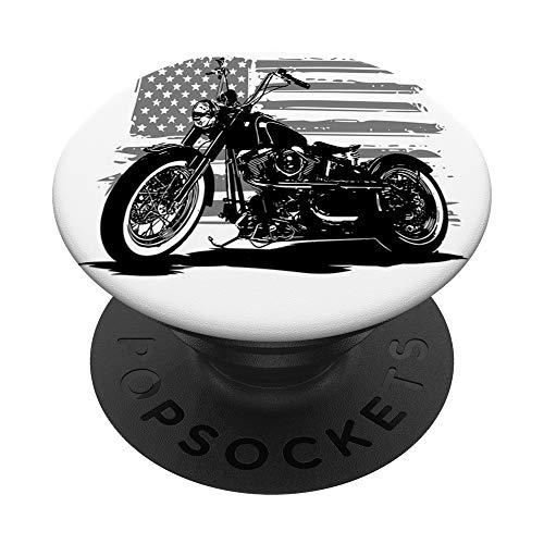 Vintage American USA Flag Motorcycle PopSockets PopGrip: Swappable Grip for Phones & Tablets