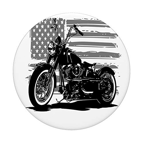 Vintage American USA Flag Motorcycle PopSockets PopGrip: Swappable Grip for Phones & Tablets