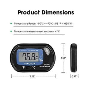 VIVOSUN 1-Pack LCD Digital Aquarium Thermometer Fish Tank Water Terrarium Temperature with Suction Cup for Turtle