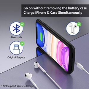 OMEETIE Battery Case for iPhone 11, 5000mAh Slim Portable Protective Charging Case Rechargeable Battery Charger Case Only for iPhone 11 (6.1 inch) (Compatible with Earphones) - Black