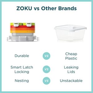 ZOKU - Nested Food Storage Containers with Freezer Pack, Leak Proof with Airtight Lids, for Sandwiches, Lunches, Leftovers and more, Easy to Clean, Reusable, BPA Free (Neat Stack) (11 Piece)