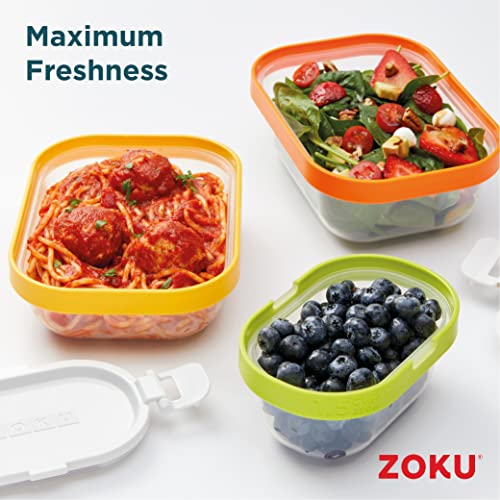 ZOKU - Nested Food Storage Containers with Freezer Pack, Leak Proof with Airtight Lids, for Sandwiches, Lunches, Leftovers and more, Easy to Clean, Reusable, BPA Free (Neat Stack) (11 Piece)