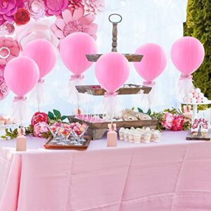 Pink Tulle Tutu Balloons with Candy Box for Baby Shower Centerpieces Girls Butterflies Birthday Party Wedding Table Decorations, with Inflate Balloons Pump, 6 Packs