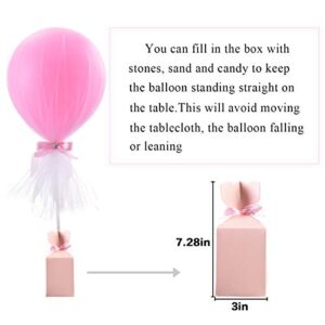 Pink Tulle Tutu Balloons with Candy Box for Baby Shower Centerpieces Girls Butterflies Birthday Party Wedding Table Decorations, with Inflate Balloons Pump, 6 Packs