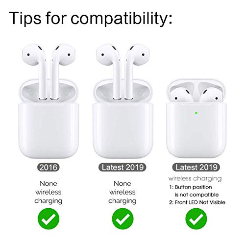 [ Compatible with AirPods 2 and 1 ] Shockproof Soft TPU Gel Case Cover with Keychain Carabiner for Apple AirPods (Beautiful Peacocks Palm)