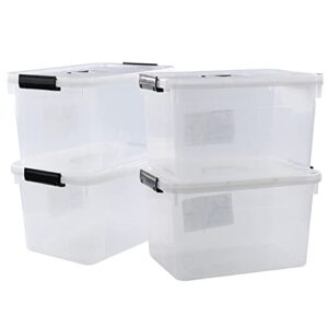 fiazony 4-pack 10 l clear latch storage box with lid