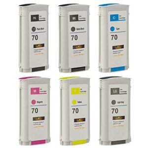 LKB 6PK Compatible HP70 Ink Cartridge Replacement with 130ML Use with HP Designjet Z2100 Z5200 Z3200 Z3100 Z5400 (6 Pack HP70) â€“US