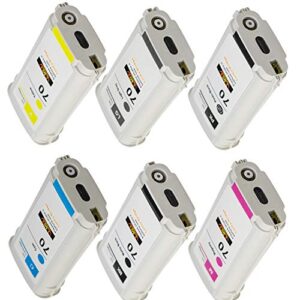 LKB 6PK Compatible HP70 Ink Cartridge Replacement with 130ML Use with HP Designjet Z2100 Z5200 Z3200 Z3100 Z5400 (6 Pack HP70) â€“US