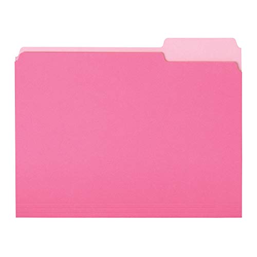 Amazon Basics File Folders, Letter Size, 1/3 Cut Tab, Pink, 36-Pack