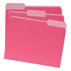 Amazon Basics File Folders, Letter Size, 1/3 Cut Tab, Pink, 36-Pack