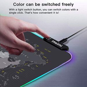 Extended RGB Mouse Pad Mat, rnairni Large Office Table Desk Mat Gaming Lighting Led Mousepad for PC Computer Keyboard Waterproof Anti-Slip Ultra Thin 4mm - 31.5'' x 15.7' (World Map)