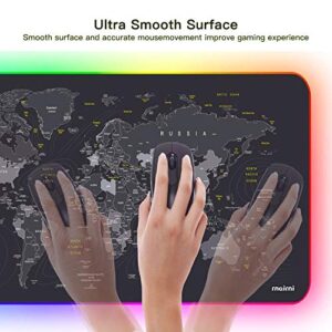 Extended RGB Mouse Pad Mat, rnairni Large Office Table Desk Mat Gaming Lighting Led Mousepad for PC Computer Keyboard Waterproof Anti-Slip Ultra Thin 4mm - 31.5'' x 15.7' (World Map)