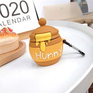 Rertnocnf Compatible with Earbuds Case Airpods 1 & 2, Cute Honey Pot Design Soft Silicone Creative Hunny Shockproof Wireless Earphone Protector Yellow